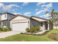 Charming single-Gathering home featuring a two-car garage, lush landscaping, and a well-manicured lawn at 7119 Amelia River Dr, Parrish, FL 34219