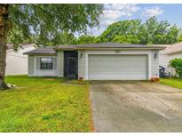 Charming one-story home with a well-maintained lawn and attached two car garage at 10811 Candlin Ct, Riverview, FL 33578