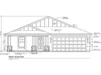 Architectural rendering featuring the home's front facade with stucco and board and batten siding at 12010 Jackson Landing Pl, Tampa, FL 33624