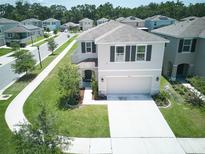 Well-maintained two-story home with a two-car garage and a manicured lawn in a vibrant neighborhood at 10826 Trailing Vine Dr, Tampa, FL 33610