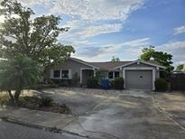 Charming single-story home with a well-maintained lawn and a one-car garage on a sunny day at 3333 Honeymoon Ln, Holiday, FL 34691