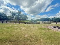 Scenic horse property with lush green pasture and fencing under a bright, cloudy sky at 439 Corbett Rd, Lithia, FL 33547