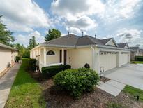 Charming single-story home with a well-manicured lawn and attached two-car garage at 31201 Shaker Cir, Wesley Chapel, FL 33543
