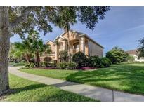 Stunning two-story home featuring a well-manicured lawn and professional tropical landscaping at 3322 Cypress Landing Dr, Valrico, FL 33596