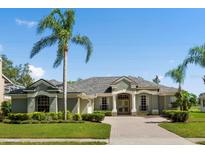 Charming single-story home with lush landscaping, paved driveway, and inviting entryway with stately columns at 4508 Netherwood Dr, Tampa, FL 33624