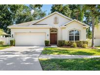 Charming single-story home with a manicured lawn, a two-car garage, and a welcoming entrance at 203 Montara Dr, Seffner, FL 33584