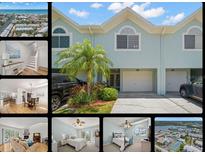 Charming condo with a lush green lawn, manicured shrubs, and mature palm trees at 616 Garland Cir, Indian Rocks Beach, FL 33785