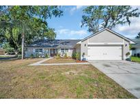 Charming single-story home featuring a well-manicured lawn, attached two-car garage, and tasteful landscaping at 3202 Cullendale Dr, Tampa, FL 33618