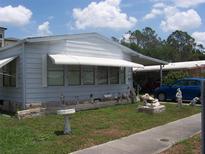Cozy single-story home with awnings, adorned with charming lawn ornaments at 33821 Terrace Blvd, Wesley Chapel, FL 33543