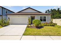 Charming single-story home with a well-manicured lawn, attached garage, and a welcoming front entrance at 3935 Capri Coast Dr, Plant City, FL 33565