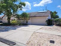 Charming single-story home with a well-maintained lawn, mature trees, and a spacious two-car garage at 7125 Silvermill Dr, Tampa, FL 33635