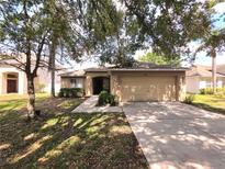 Charming single-story home with a two-car garage and mature trees shading the front yard at 2614 Queen Alberta Dr, Valrico, FL 33594
