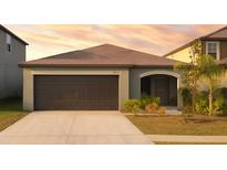 Charming one-story home with a two-car garage and well-maintained landscaping at 16725 Delia St, Wimauma, FL 33598