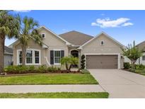 Charming home featuring a well-manicured lawn, inviting curb appeal, and a two-car garage at 1767 Tonka Ter, Wesley Chapel, FL 33543