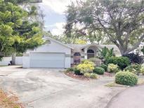 Charming single-story home featuring a well-manicured lawn, mature trees and a two-car garage at 9191 64Th N Way, Pinellas Park, FL 33782