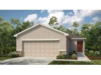 Charming single-Gathering home boasting a two-car garage and complemented by lush landscaping, providing curb appeal at 12469 Gust Ct, Hudson, FL 34669