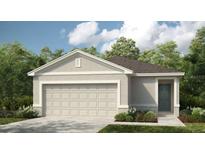 Charming single-story home with a well-maintained front yard and a two-car garage at 12443 Gust Ct, Hudson, FL 34669