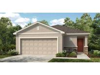 Charming single-story home featuring a neutral color palette, stone accents, and a two-car garage at 12474 Whisk Ct, Hudson, FL 34669