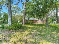 Charming one-story brick home with a well-manicured lawn and mature trees creating a serene setting at 10930 Marjory Ave, Tampa, FL 33612