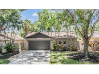Charming single-story home with a well-manicured lawn and mature landscaping, featuring a two-car garage at 660 Channing Dr, Palm Harbor, FL 34684