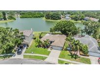 Expansive home with lush landscaping and a tranquil lake view, creating a serene outdoor retreat at 2016 Chelam Way, Brandon, FL 33511