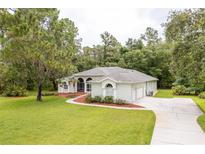 Charming single story home with lush lawn, mature trees, and long driveway for ample parking at 8444 Shenandoah Run, Wesley Chapel, FL 33544