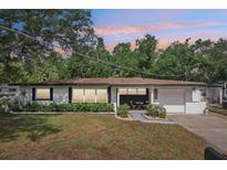 Beautiful single-story home showcasing manicured landscaping, white exterior, and inviting entrance at 4609 S Lois Ave, Tampa, FL 33611