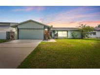 Charming single-story home featuring a well-manicured lawn and attached garage at 15917 Crying Wind Dr, Tampa, FL 33624