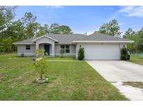 Charming single-story home boasts a well-maintained lawn and a two-car garage at 16473 Scaup Duck Ave, Weeki Wachee, FL 34614
