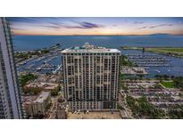 Stunning high-rise condo building with ocean and marina views at sunset from a high vantage point at 1 Beach Se Dr # 2011, St Petersburg, FL 33701