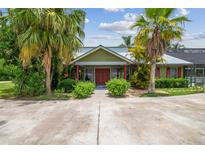 Charming home with lush landscaping, mature palms, and a welcoming front entrance at 18914 Geraci Rd, Lutz, FL 33548