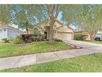 Charming single-story home featuring a well-manicured lawn and a cozy two-car garage at 12229 Coldstream Ln, Tampa, FL 33626