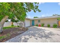 Charming single Gathering home featuring a blue front door and well-maintained landscaping at 12372 113Th St, Largo, FL 33778