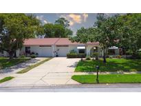 Charming single story home featuring a red tile roof, white exterior and two-car garage at 11334 Winwood Pl, Port Richey, FL 34668