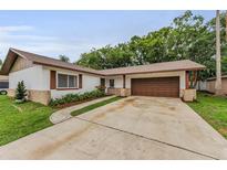 Charming single-story home with a well-manicured lawn and a two-car attached garage at 1558 Cottonwood Ter, Dunedin, FL 34698