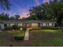 Charming single story home featuring a manicured lawn, neat landscaping and a welcoming walkway to the front door at 140 Morrow Cir, Brandon, FL 33510