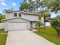 Charming two-story home with a well-manicured lawn and attached garage at 4509 Grainary Ave, Tampa, FL 33624