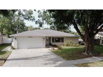 Charming single-story home featuring a well-maintained lawn and attached two-car garage in a desirable neighborhood at 5004 Grainary Ave, Tampa, FL 33624