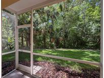 Enjoy the outdoors from this screened patio overlooking a green backyard with mature trees at 5125 Palm Springs Blvd # 3108, Tampa, FL 33647
