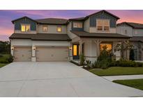 Charming two-story home features a two-car garage and a beautifully landscaped front yard at 3559 Maple Bay Ln, Land O Lakes, FL 34638
