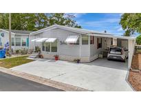 Charming single-story home with a carport, awning-covered windows, and a well-maintained yard at 106 N Saint George Cir, Apollo Beach, FL 33572