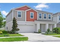 Two-story home with a two-car garage, a concrete driveway, and stylish exterior paint combination at 12782 Canter Call Rd, Lithia, FL 33547