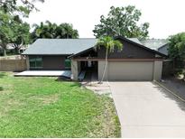 Charming single-story home with a well-manicured lawn and an attached two-car garage at 11525 Country Oaks Dr, Tampa, FL 33618