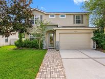 Charming two-story home with a well-manicured lawn and inviting walkway leading to the front door at 8806 Bayaud Dr, Tampa, FL 33626