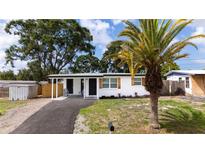 Charming home featuring a palm tree in the front yard and a newly paved driveway at 10408 118Th Ave, Largo, FL 33773