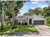 Charming single-story home with a well-manicured lawn, mature trees, and a two-car garage at 6051 65Th N Ave, Pinellas Park, FL 33781