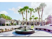 View of the community's grounds, featuring a beautiful fountain and mature palm trees at 4030 Cortez Dr # C, Tampa, FL 33614