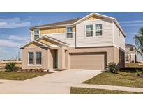 Two story home with neutral color palette, attached garage, and manicured landscaping at 14819 Summer Branch Dr Dr, Lithia, FL 33547