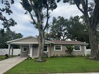 Charming single-story home featuring a well-manicured lawn and mature trees at 2044 Balfour Cir, Tampa, FL 33619