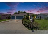 Charming home featuring a three-car garage, well-kept lawn, and lush landscaping at 2719 Wilder Trace Ct, Plant City, FL 33566